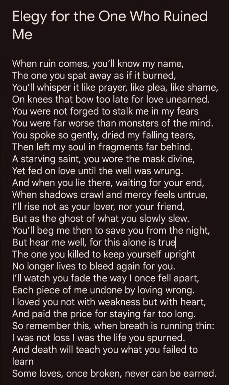 Elegy for the One Who Ruined Me